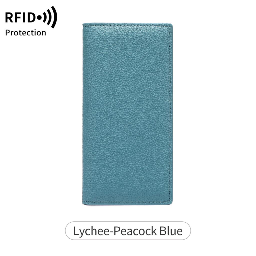 Portefeuille Minimaliste Ultra-fin pour Femme Blocage RFID Porte-cartes de Crédit Pliage Bifold Long Portefeuille pour Femme Couleur Unie Pochette Portable