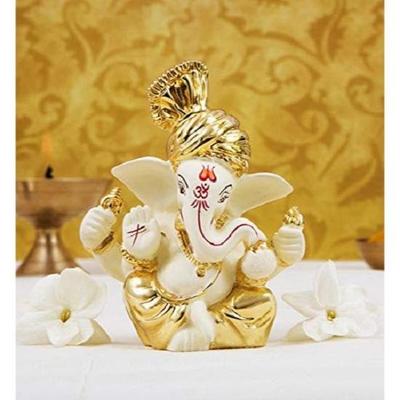 Ceramic Ganesh Idol For Car Dashboard Ganesha Murti Ganpati Idol For Home Decor Puja Lord Ganesh Statue Gift For Office Desk Puja Room Figurine