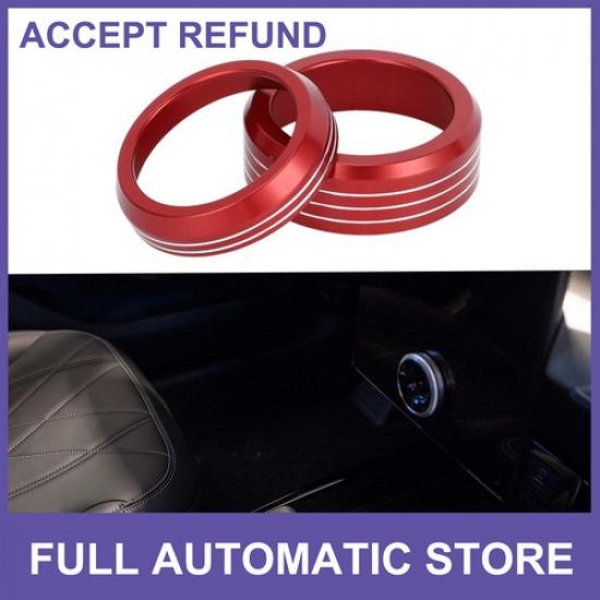 Media Volume Gear Shift Switch Knob Cover Ring for Ford Mach-E 21-24 Red 2Pcs
