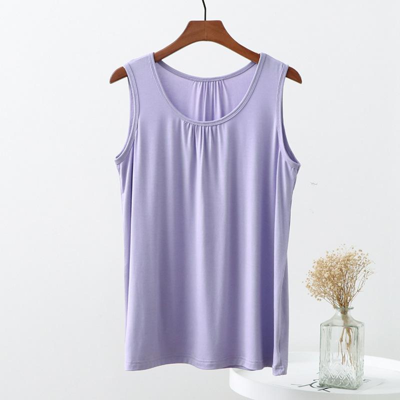 

Loose vest women s summer large size inner sleeveless T-shirt mother home top thin thin bottoming shirt 6XL фіолетовий