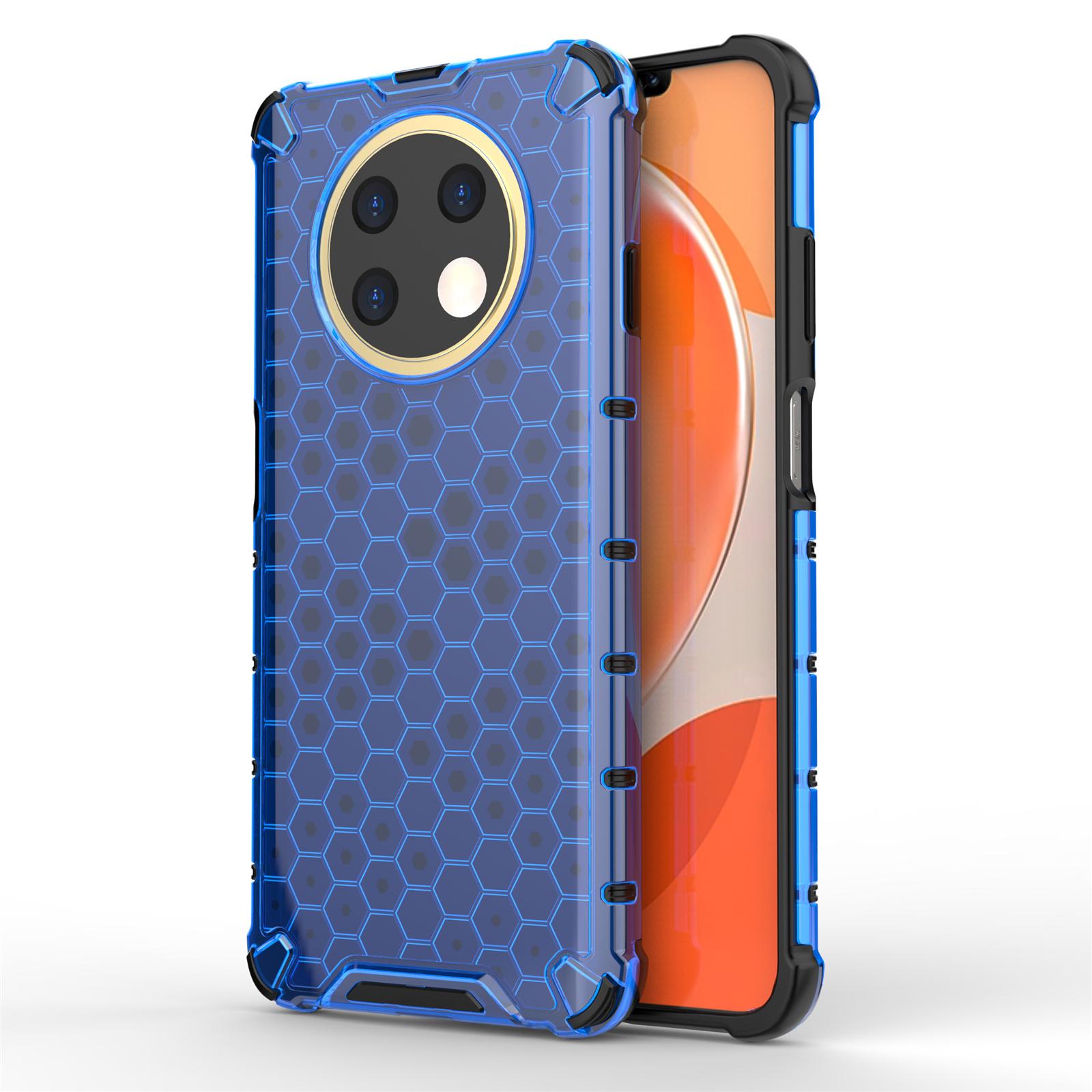 

For Huawei nova Y91 4G TPU+PC Protective Phone Case Honeycomb Texture Phone Cover Blue
