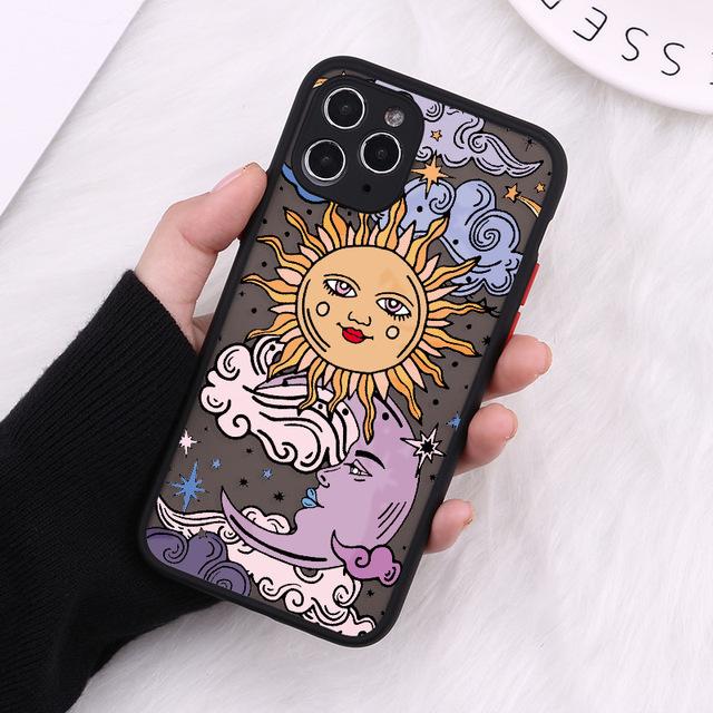 

4-кольоровий кумедний протиударний чохол для телефону Sun Moon Face для Iphone 12 Mini 13 Pro Max 11 7 8 Plus X Xr Xs Max Matte Candy Back Cover for iphone 12