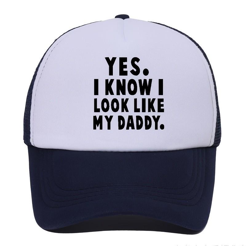 Daddy Look Trucker Hat Adjustable Mesh Baseball Cap Casual Print Adult Unisex Snapback One Size