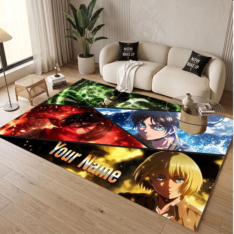 Custom Name Crystal Velvet Rug,Attack on Titan Comfortable Anti Slip Floor Mat For Room Decoration