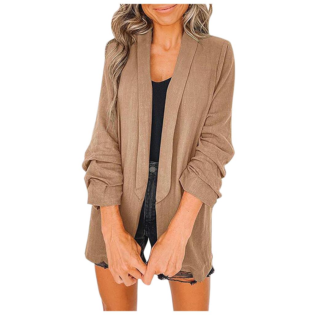 Open Casual Womens Front Lapel Cardigan Long Sleeve Work Office Suit Jacket Coat