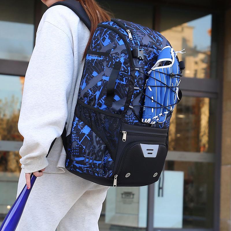 Floral Waterproof Nylon Sports Bag with Shoe Compartment for Rugby, Baseball, Hockey, and Handball