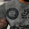 Men's Classic Manga Style Motorcycle Pattern and Letter Print Round Neck Short Sleeved T-shirt Casual and Chic Top Suitable for Outdoor Wear In Summer