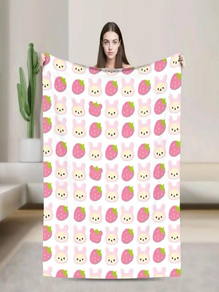 Rilakkuma Leichte Überwurfdecke Weiche Cartoon Flanell Atmungsaktives Design für Zuhause und Outdoor