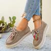 Women's Platform Fashion Single Shoes Fall New Retro Versatile Front Strap Beaded