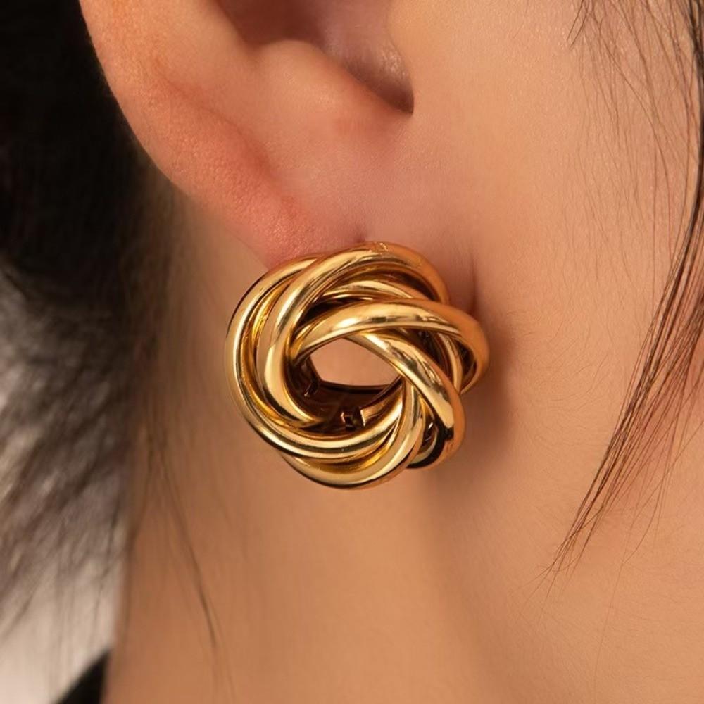 Light Luxury Irregular Earrings Fashion Jewelry Ladies Ear Studs Simple Metal Round Earrings  Party