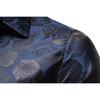 Men's Long Sleeve Fashionable Shirt Rose Print Casual Button Shirts Men Lapel Spring Formal Clothing