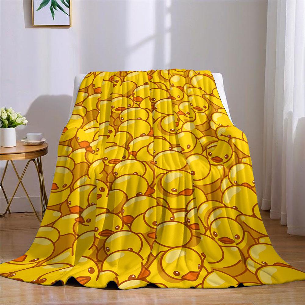 Süße Gummi-Ente Aufdruck Decke Geeignet für Sofas Betten Büros Reisen Campingstühle Warme Plüschdecke