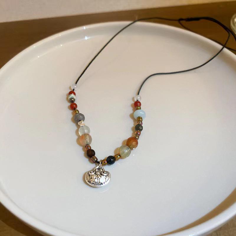 

Высококачественное ожерелье из натурального камня Peace Lock в этническом стиле для женщин