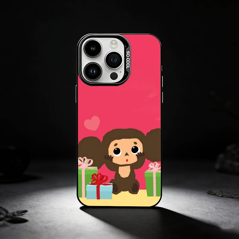 Cartoon C-Cheburashka-es Phone Case For iPhone 17,16,15,14,13,12,11 Plus,Pro Max,XS,Colored silver phone case