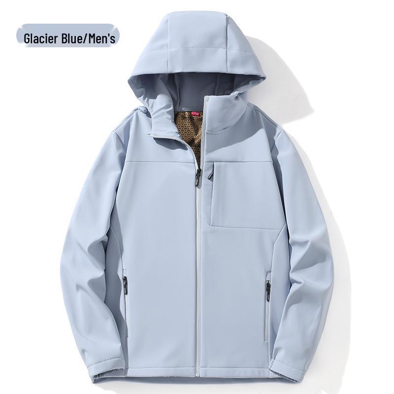 

Unisex Windproof Softshell Jacket: Warm Hooded Outdoor Cardigan for Men & Women In Autumn/Winter 5XL