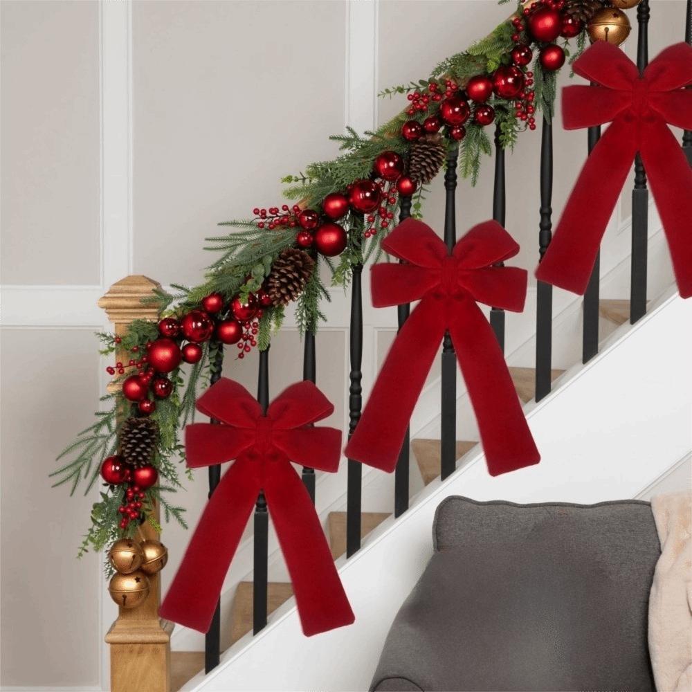 Kreative Samt-Weihnachtsschleife Rot Große Weihnachtsbaum-Schleife Anhänger Partyzubehör Mehrzweck-Weihnachtsbaumschmuck