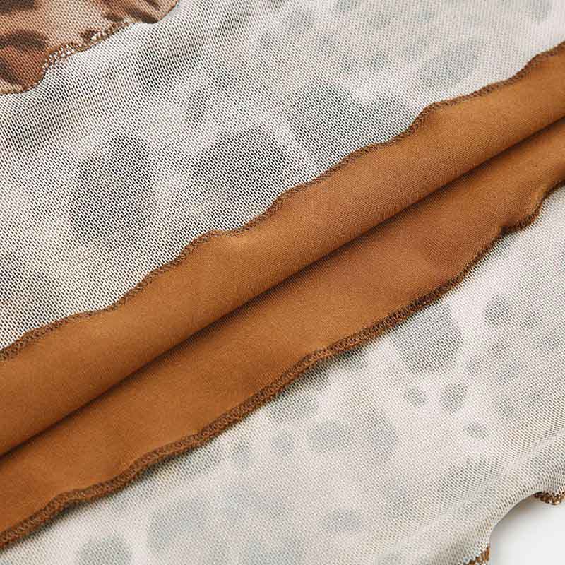 Leopard   Skirt Retro Temperament Personality Slim High Waist Thin Package Hip Skirt