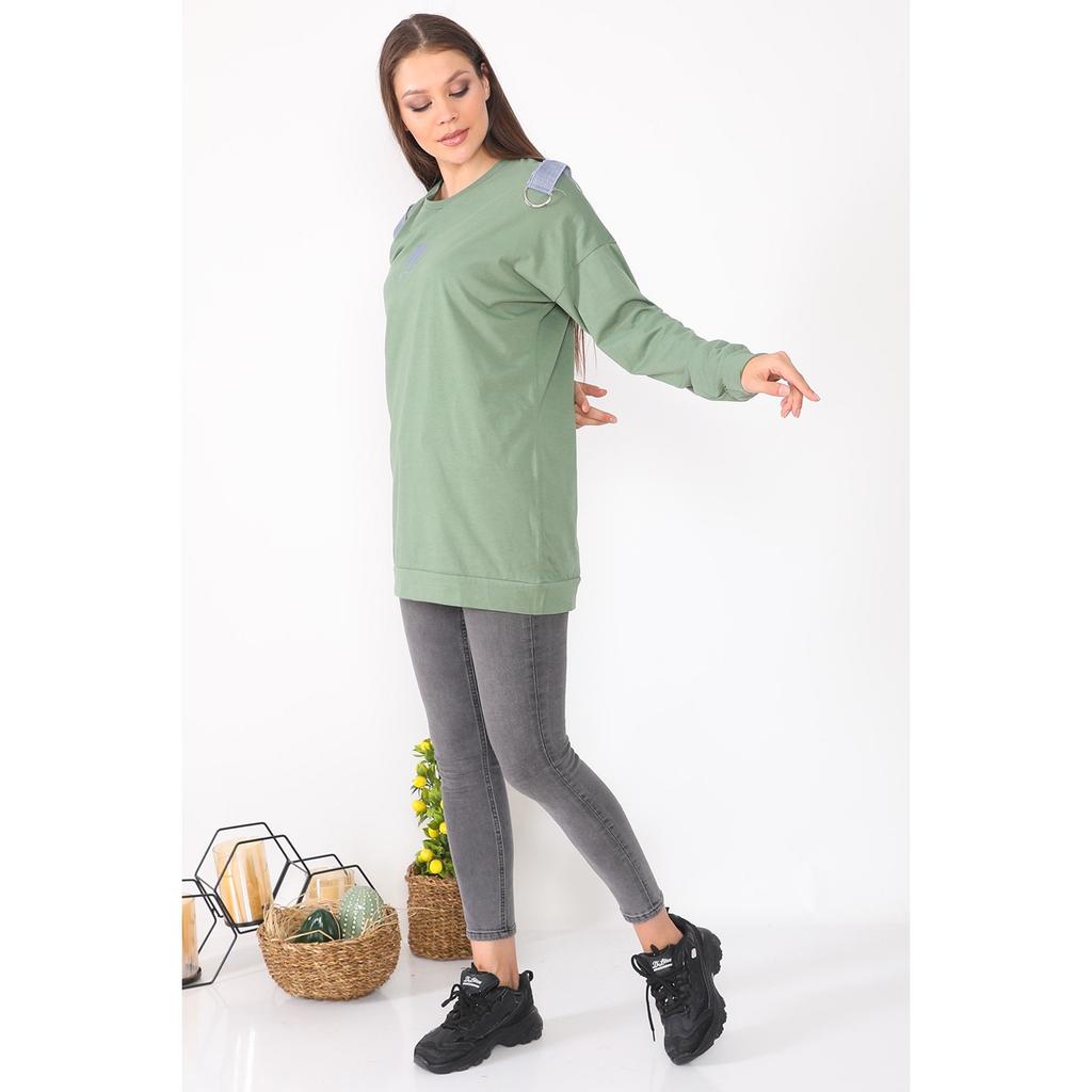 Bag Detailed Loose Design White Color Tunic