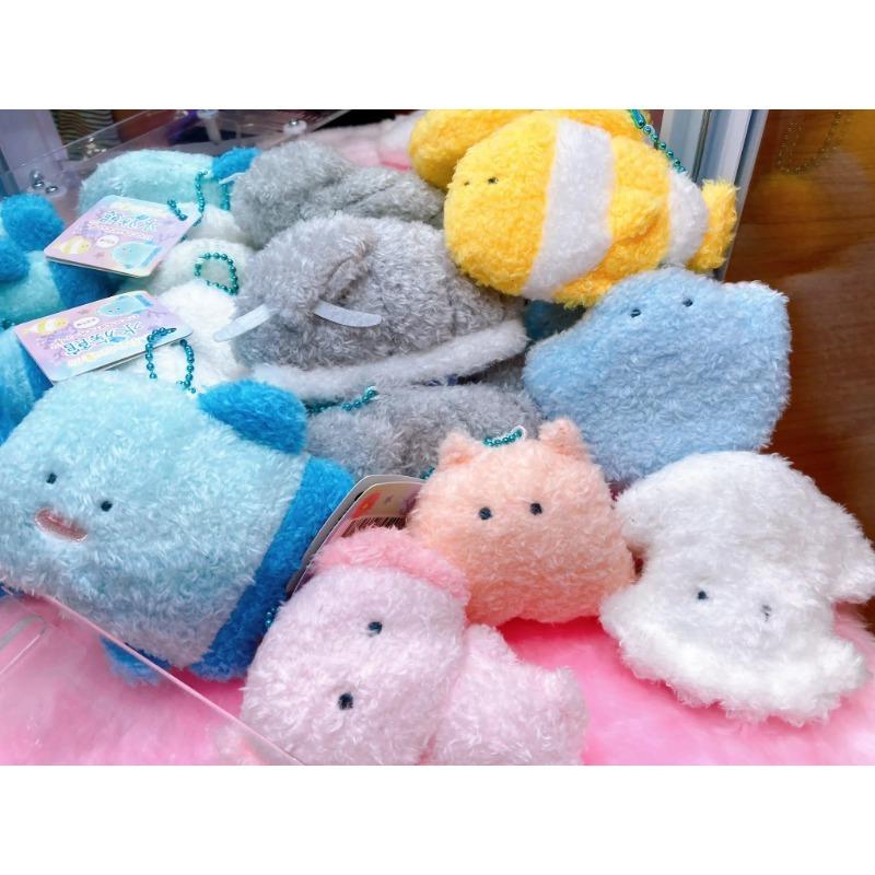 Round Eyes Aquarium Mascotspecies Shark Whale Manta Otter Fluffy Soft Stuffed Plush Toy Ball Chain,Shark Crab Figurine Sea Creature