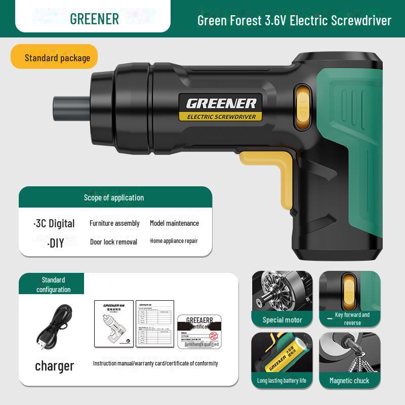 

Набор аккумуляторных электрических отверток и дрелей Green Forest T-Type 3.6v electric screwdriver - standard version