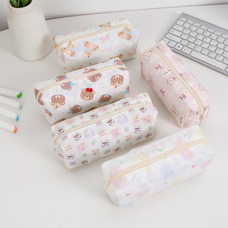 Cartoon Print Pencil Case With Large Capacity For Students And Makeup Storage