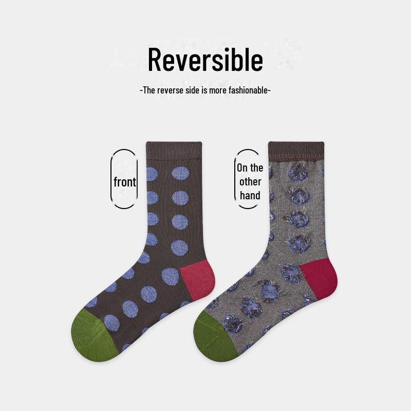 Renaissance Polka Dot Combed Cotton Women's Mid-Tube Socks - Breathable, Sweat-Absorbent, Trendy Slim Fit for Students