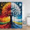 Seasons Tree Oil Painting Shower Curtains Fantasy Tree Forest Colorful Watercolor Leaves Bathroom Curtain Polyester Bath Decor