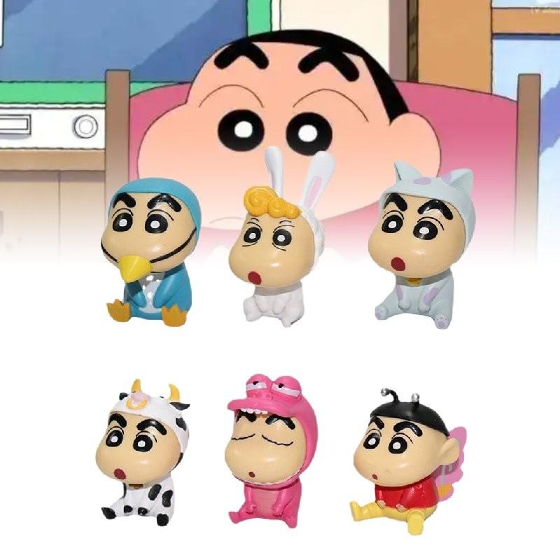 Crayon Shin 6pcs Chan Animals Costume Pvc Toy Model Desktop Decor Gift Christmas