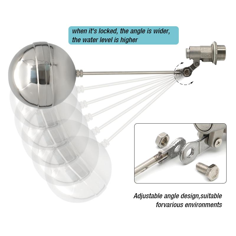 DN15 DN20 DN25 Automatic Stainless Steel Float Valve Ball Water Tank Liquid Level Water Level Controller Durable