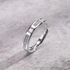 Adjustable Engagement Ring Cubic Zirconia Silver Color for Women Men Wedding Bands Couples Gifts