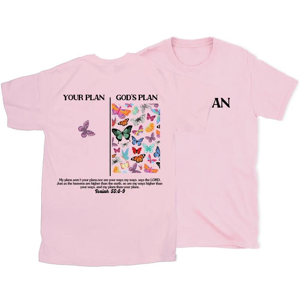 Summer 2026 New Your Plan and Gods Plan Christian High Quality Casual Breathable Unisexs and Womens Roundneck Tshirt
