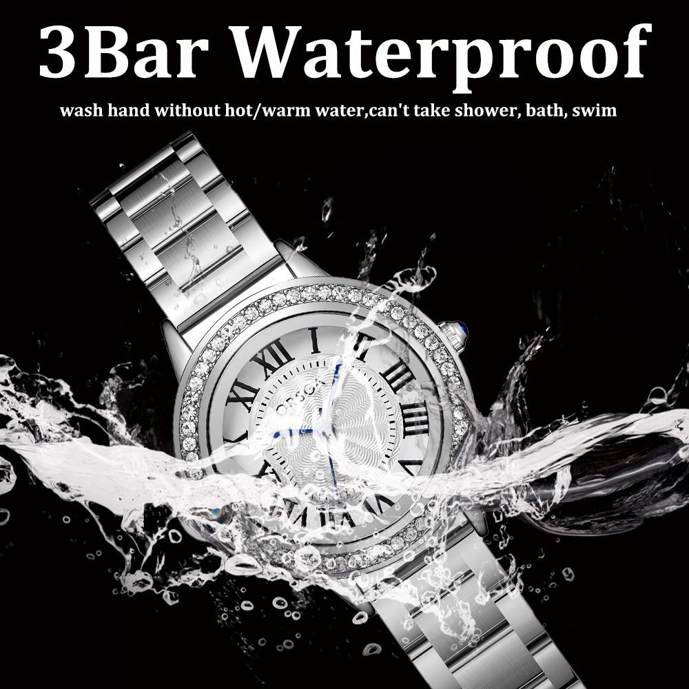 Ladies Watches Exquisite Design Stainless Steel Roman Diamond Waterproof Fashion Luxury Quartz Watch