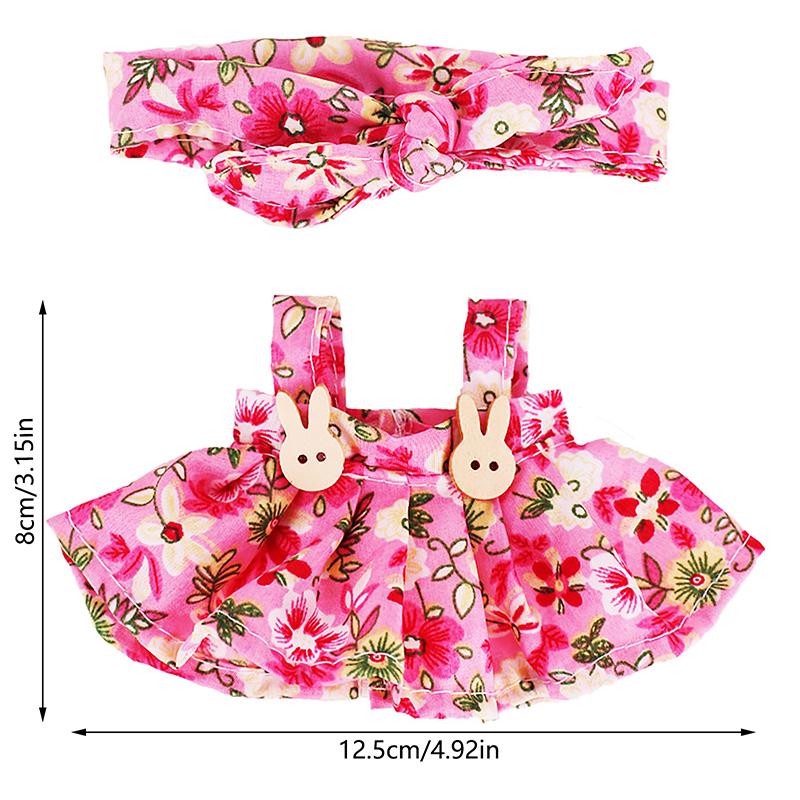 

For 17Cm Labubu Doll Clothes Accessories Sweet Floral Dress With Headband Plush Dolls Change Clothing Gifts Pretend Play Toys A5