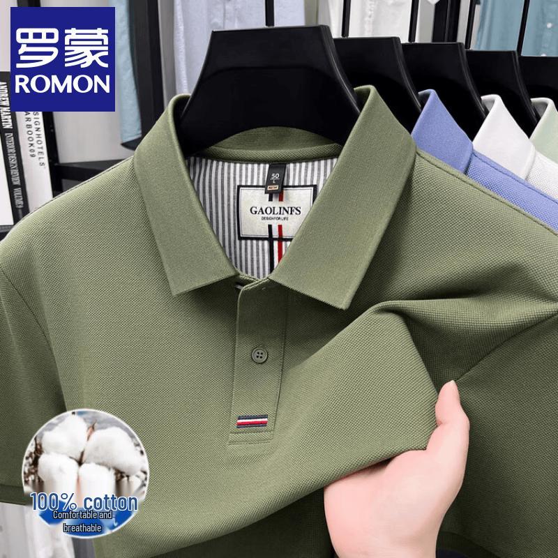 Romon Men's Short Sleeve Mercerized Cotton Polo Shirt