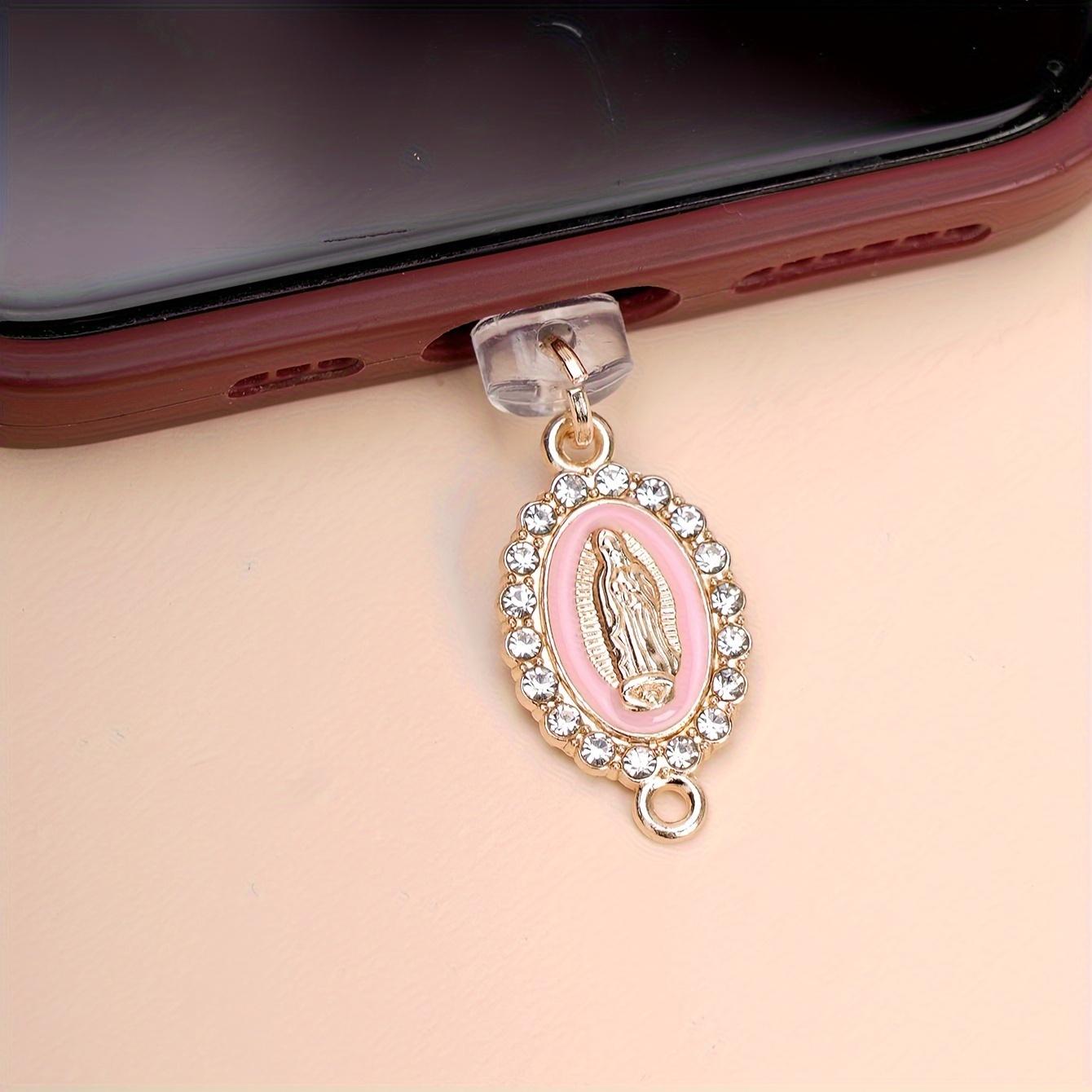

1pc Virgin Mary Charm Phone Dust Plug - Decorative Pendant For iPhone5-14