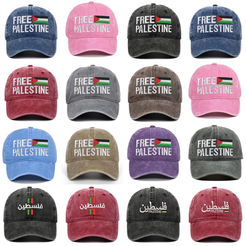 Výšivka Free Palestine na kšiltovce typu Dad Hat s nastavitelným zapínáním pro letní nošení venku