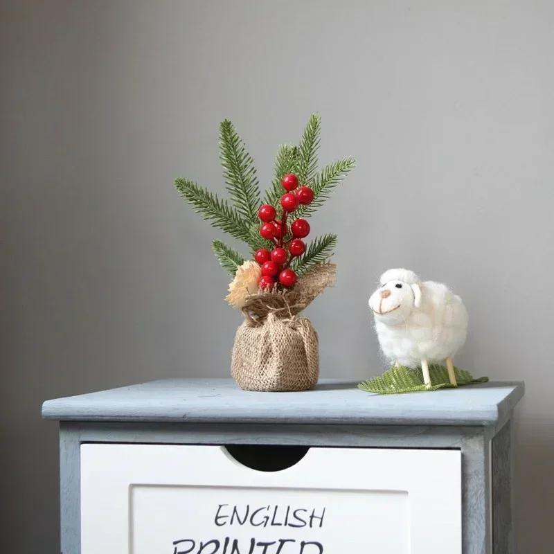 25cm Mini Christmas Tree Ornament Christmas Desktop Decoration Christmas Tree Ornament Home Holiday Party Christmas Decoration
