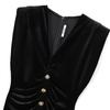 Kaslead New Arrival Women's Clothing Fashion Style Decorated Row Button Velvet V-neck Dress 9977185