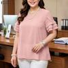 ZANZEA Blusa da donna casual a girocollo, tinta unita, manica corta larga