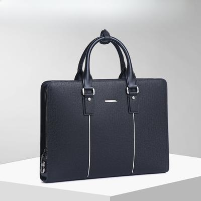 Porte-documents en cuir véritable Sac pour ordinateur Style horizontal Sac à main d'affaires haut de gamme Grande capacité pour hommes