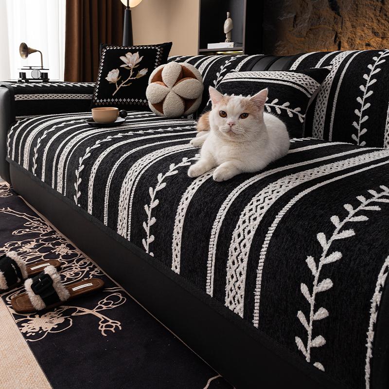 

Living Home Нескользящие подушки для диванов Чехлы для диванов Всесезонные полосатые чехлы Шенилл Нерегулярные утолщенные коврики для диванов 70X70