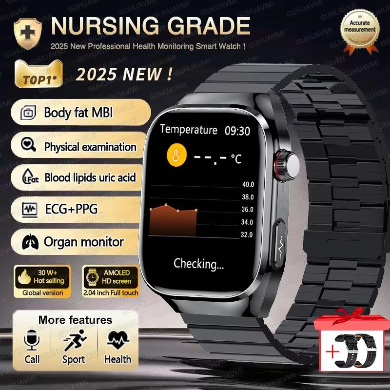 2025 New Blood Lipid Uric Acid Treatment Smart Watch Men ECG+PPG Heart Rate Sports HD Call Health Track for Samsung Smartwatch