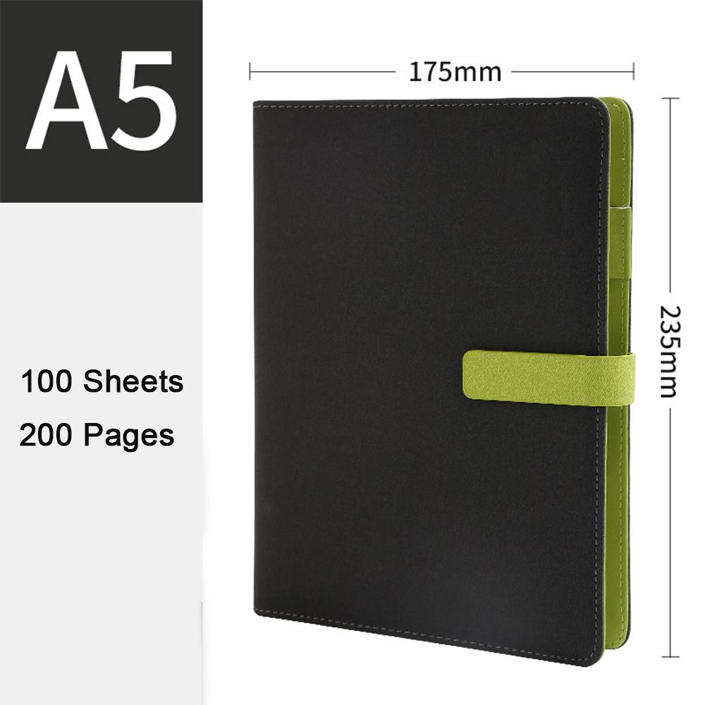 (Logo lze gravírovat) Kožený kroužkový obchodní zápisník velikosti A5, studentský sešit na předměty, deník se zesílenou přezkou, zápisy z pracovních schůzek