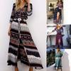 Women's Sexy Vacation Cardigan Dress Fashion Print  Button Beach Dress