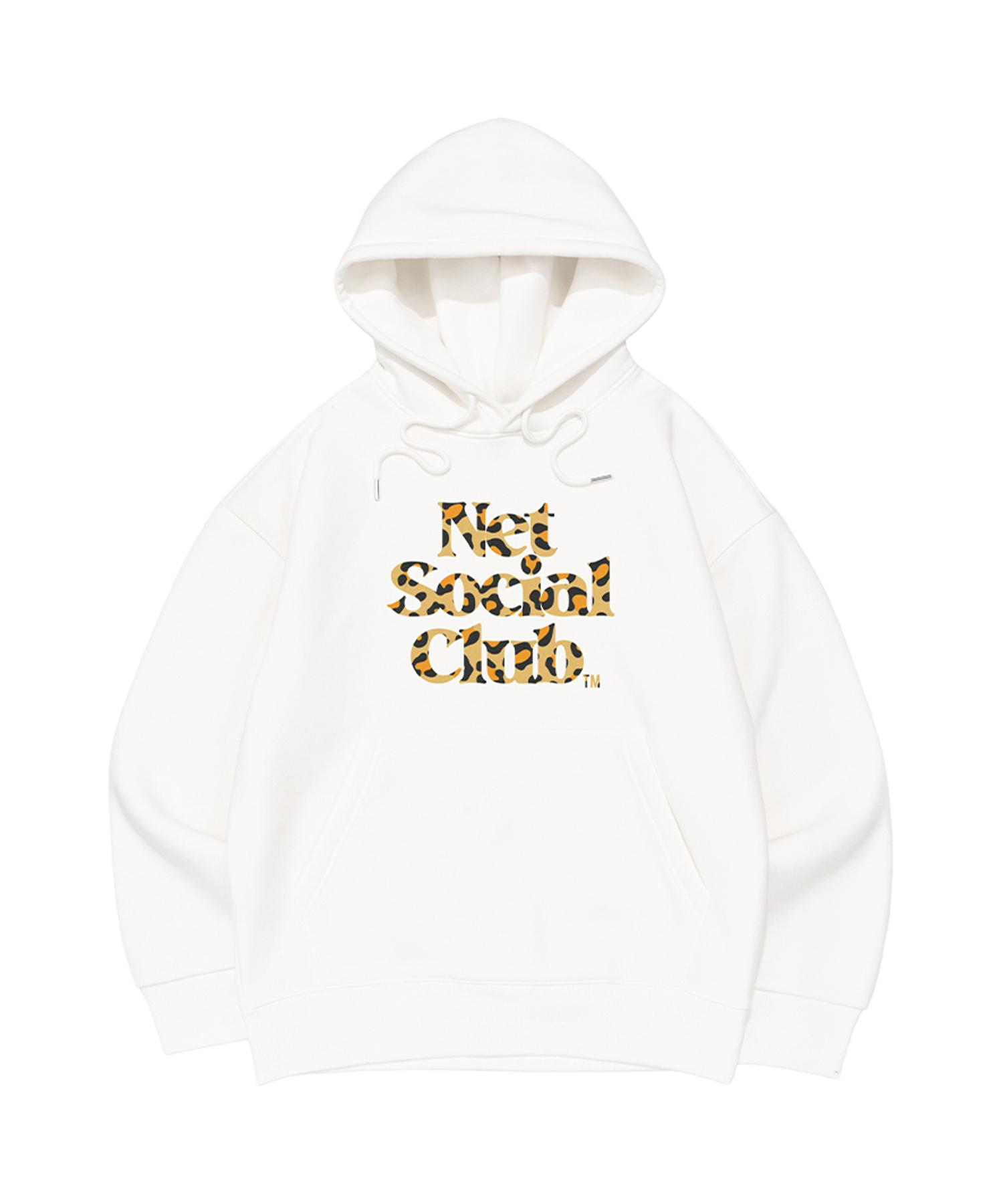 Net Social Club Leopard Logo Brushed Hood Tee (Ivory) M
