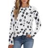 Mode Damen Langarm Rundhals Lässig Plissiert Retro Geometrischer Druck Lockeres Oberteil