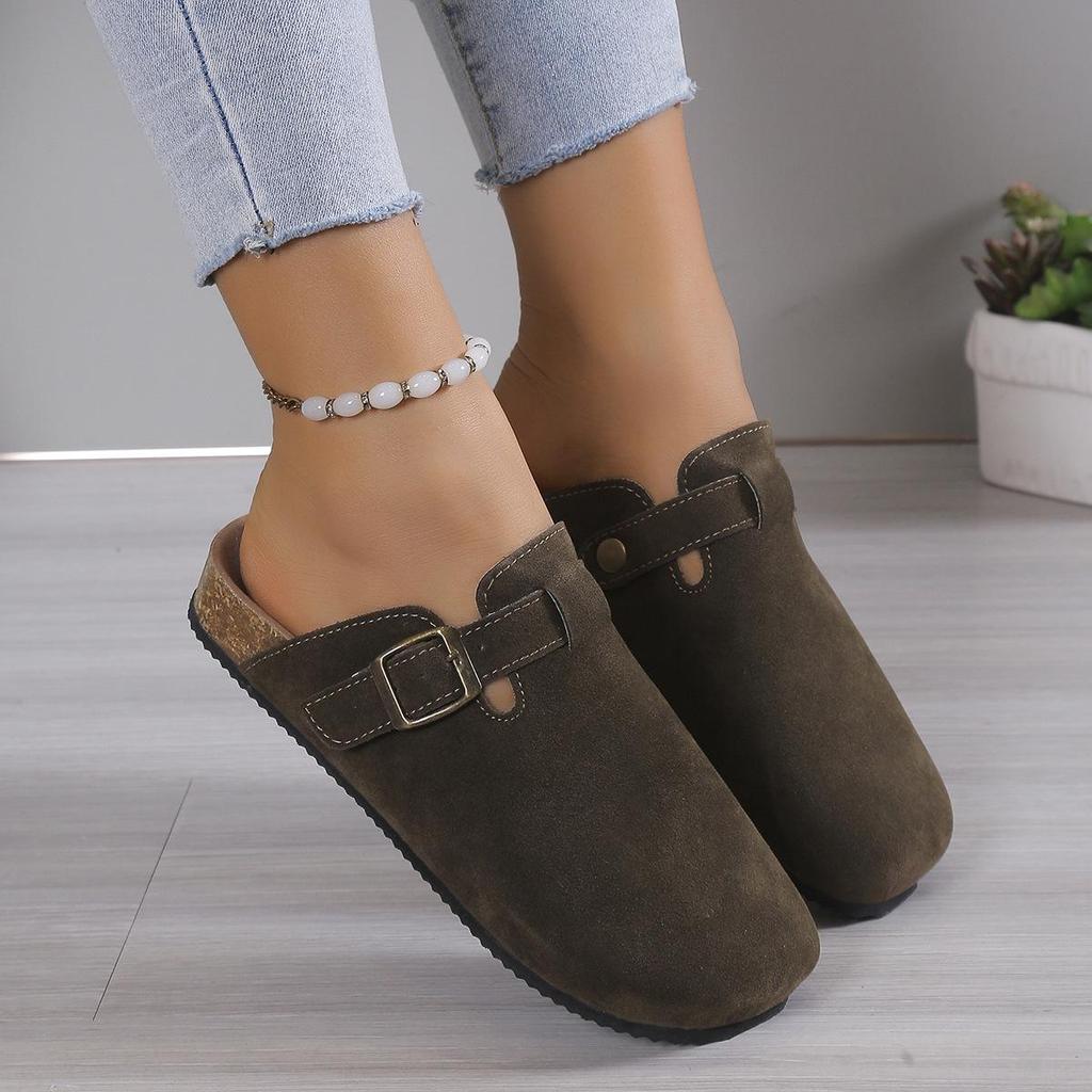 Women's Cork Baotou Slippers - Trendy Roman-Style Casual Slip-Ons In Large Sizes