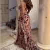 Womens Sleeveless Floral Chiffon Maxi Dress High Waist Side Slit Vacation Beach Pink 2025