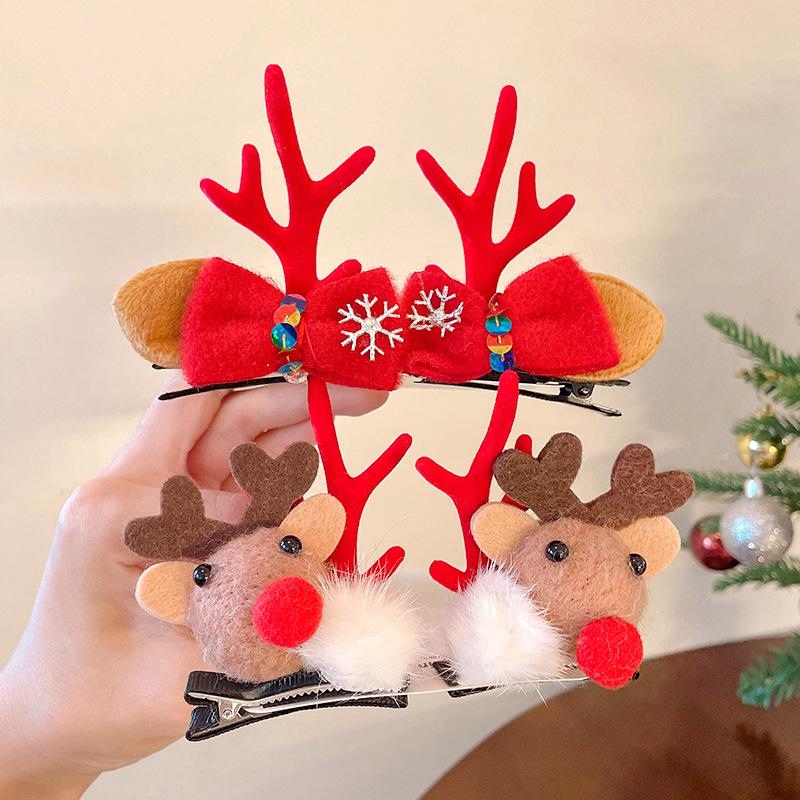 Christmas Antler Hair Clips for Girls - Holiday Party Hair Accessories for Children