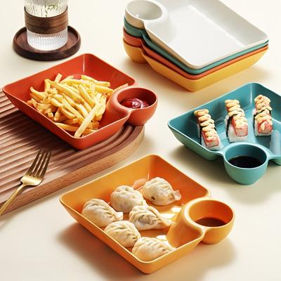 1/4pcs, Dumpling Plate With Sauce Dish, Potato, Water, Dumplings, Plate With Vinegar, Dinner Plate
